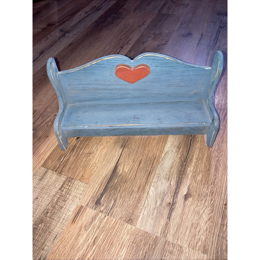 Vintage Wooden Heart Bench Cutout Miniature Chair Farmhouse Country Cottage